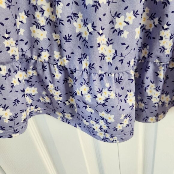 Coolmee Purple Short Sleeve Floral Summer Dress - Picture 12 of 12